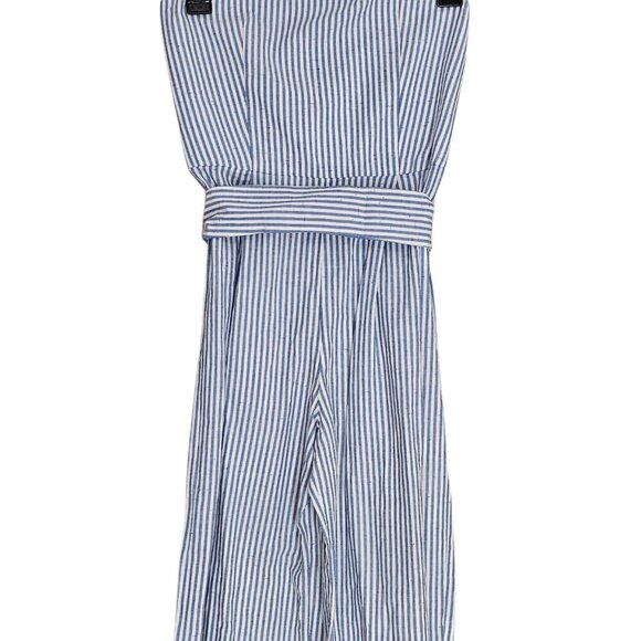 Women's - Club Monaco Striped Strapless Cropped Jumpsuit, Size 00 - Picture 2 of 9